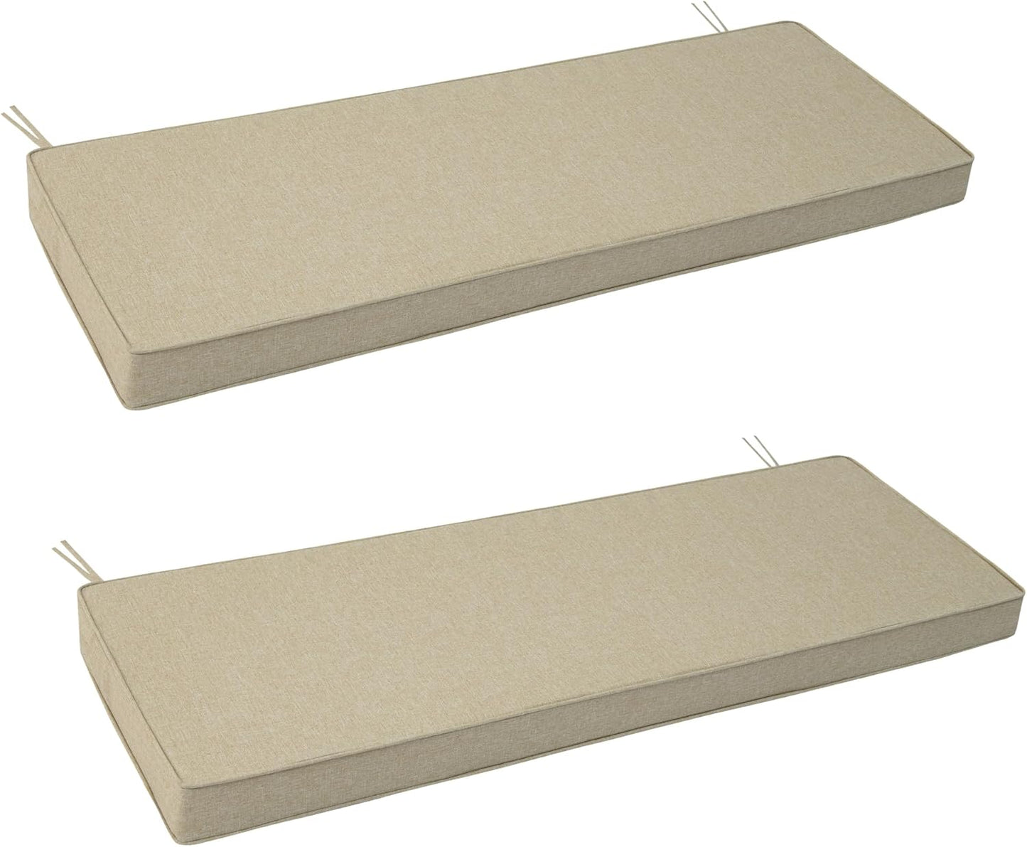 Outdoor Bench Cushion, Water-Resistant & Fade-Resistant, Porch Swing Cushions with Ties, Patio Furniture Seat Pads for Garden Loveseat Settee, Removable Cover Non-Slip Bottom, 48 x 16 Inch, Natural