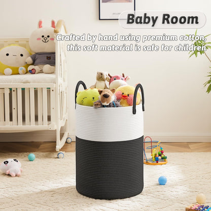 Artfeel Laundry Basket,Woven Cotton Rope Laundry Hamper,60L for Decor Storage of Dirty Clothes,Toys and Blankets in Bathroom,Baby Room and Living Room