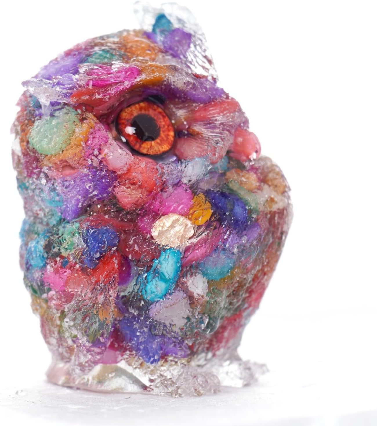 OwMell Owl Statue Tumbled Stone Gemstone Owl Figurine Home Decor Shelf Decor 2.5" - Turquoise