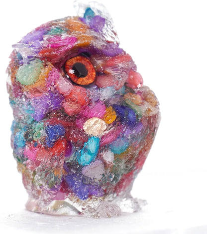 OwMell Owl Statue Tumbled Stone Gemstone Owl Figurine Home Decor Shelf Decor 2.5" - Turquoise