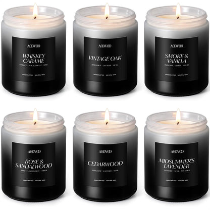 AOOVOO Scented Candles Set - 6 Pack Men Candles for Home Scented, 42 oz Soy Wax, 300 Hour Long Lasting Candle, Soy Candle Gifts Set for Men, Birthday, Valentine, Christmas, Anniversary Present