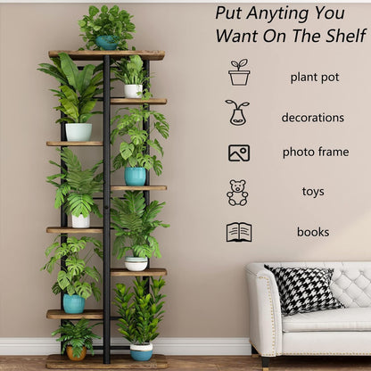 LINZINAR Plant Stand Indoor 4 Tier 5 Potted Multiple Plant Shelf Stands for Garden Corner Balcony Living Room Black