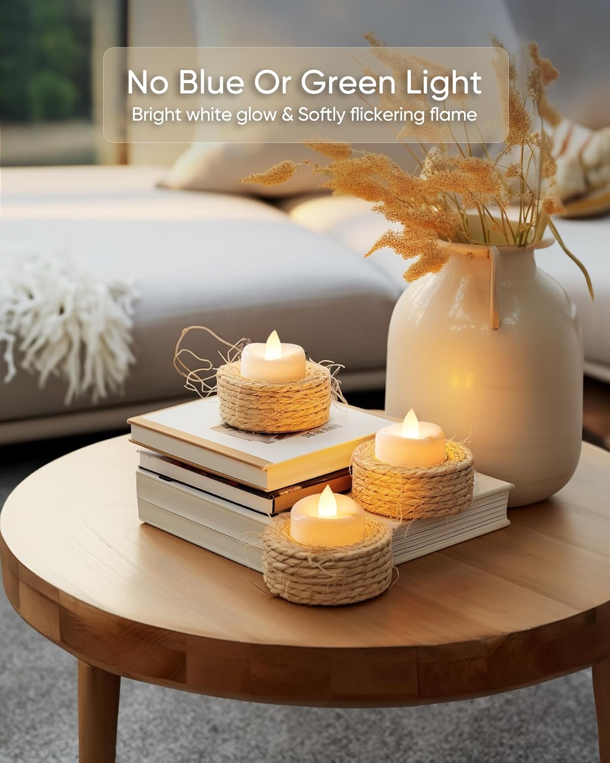 merrynights LED Candles, Tea Lights Candles Battery Operated Bulk, 50-Pack Long-Lasting 200 Hours Flameless Tealight Candles, Realistic Tea Lights for Christmas Halloween Wedding, 1.5'' D X 1.25'' H