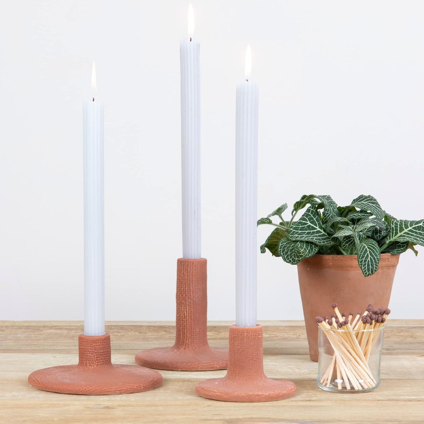 Main + Mesa Stoneware Pillar & Taper Candle Holders, Set of 2