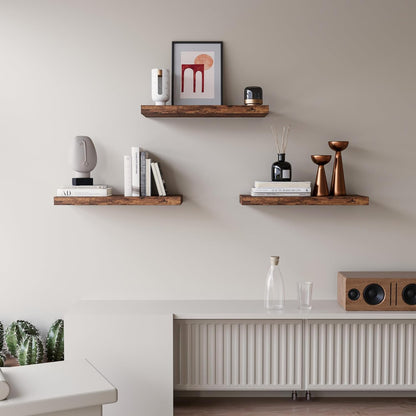 Upassion White Floating Shelves - Set of 3, 16" Wall Mounted Shelves for Home Decor, Living Room, Bedroom, Bathroom, Kitchen
