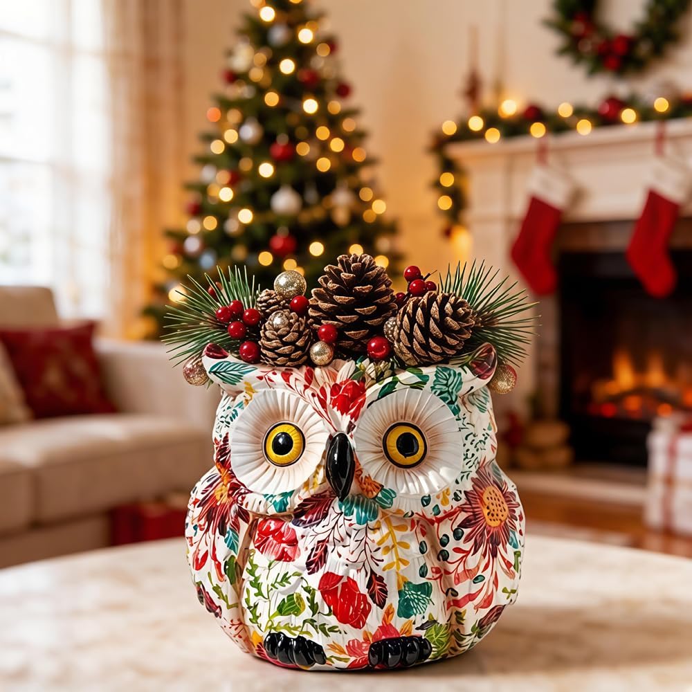 Owl Planter, Owl Succulent Pots, Funny Plant Pots Indoor/Outdoor, Decorative Garden Flower Pot, Cute Small Planters for office Home Decor, Unique Statue Figurine Gifts for Women Mother Teacher Red