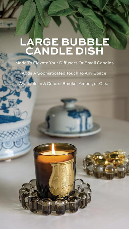 Alice Lane Original Bubble Candle Dish – Chic Smoky Glass Candle Dish for Home Decor – Decorative Modern Candle Holder for Small Candles & Diffusers