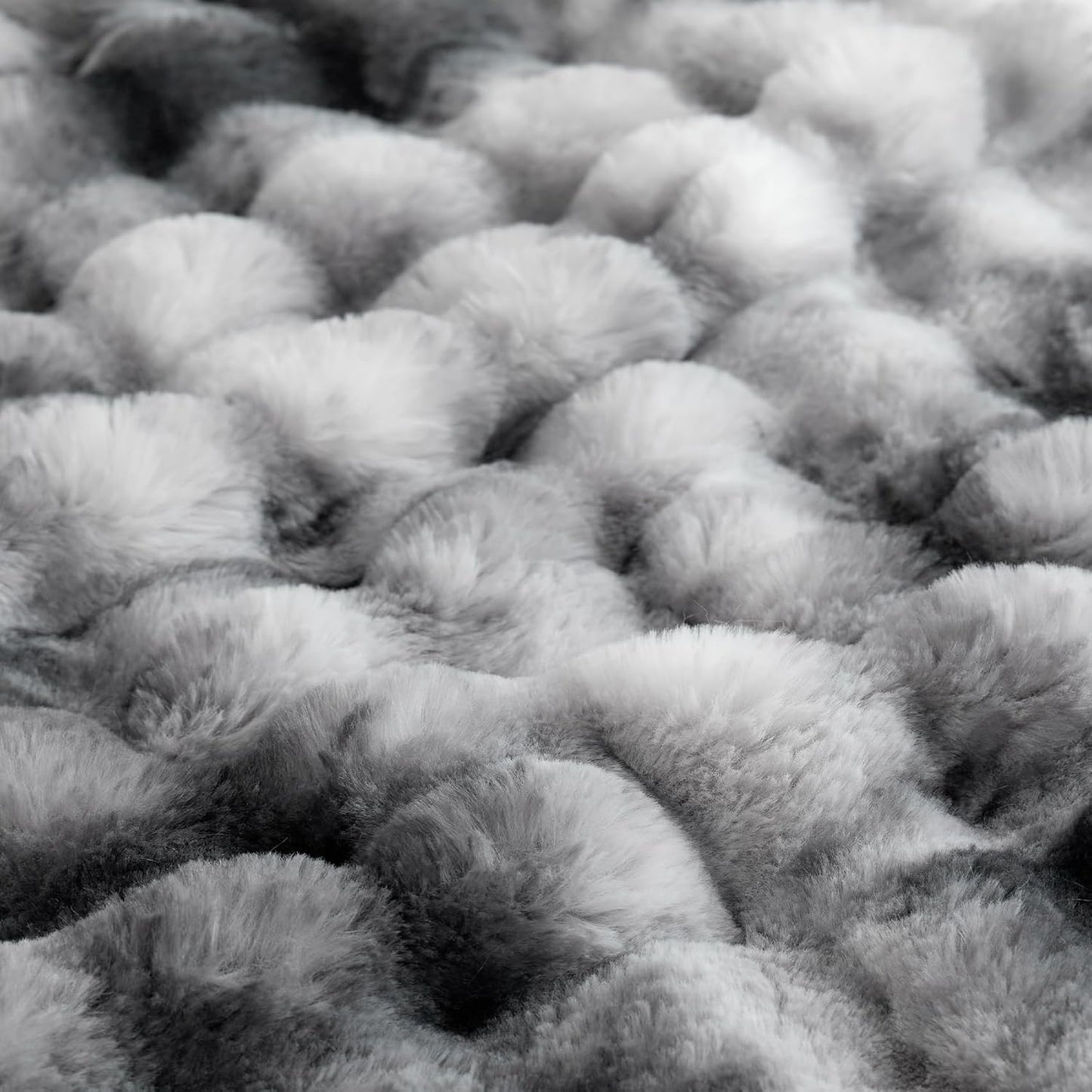 COOVA Faux Fur Throw Blanket for Couch, Cozy Soft and Fuzzy Plush Rabbit Fur Bubble Blanket for Sofa Bedroom Living Room, 50x60 Inches Tie Dye Brown