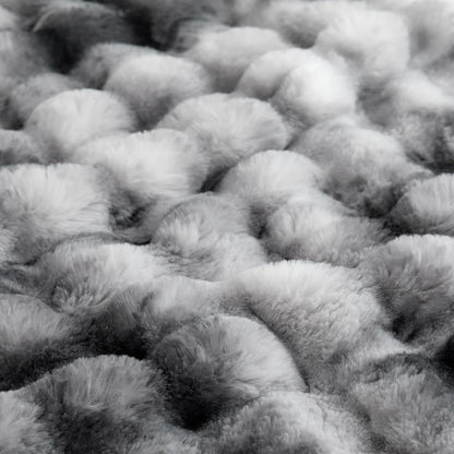 COOVA Faux Fur Throw Blanket for Couch, Cozy Soft and Fuzzy Plush Rabbit Fur Bubble Blanket for Sofa Bedroom Living Room, 50x60 Inches Tie Dye Brown