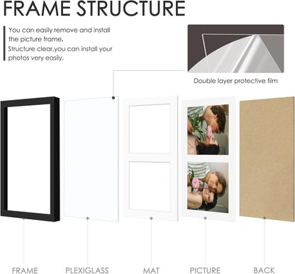 DUENPY 14x26 Collage Picture Frame 4x6 Collage Picture Frame Displays Twelve 4x6 inch Photos Available Horizontal Wall Mounting Display and Vertical Black - Colors B