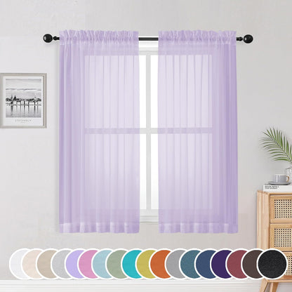 OWENIE Sheer Curtains 84 inches Long 2 Panels Set for Living Room/Bedroom, Rod Pocket Voile Sheer Panel Drapes, White, 2pcs, Each 42" W x 84" L - Colors A