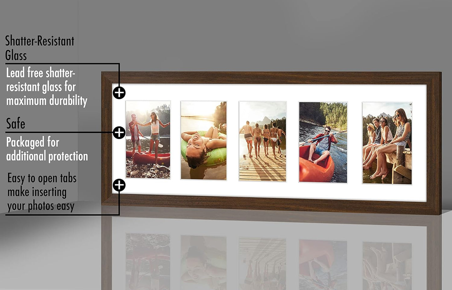 Americanflat 4x6 Collage Picture Frame with Shatter-Resistant Glass - Fits Five 4x6 Photos or Use as One 11x14 Picture Frame - Signature Collection - Collage Frames for Wall Display - Black