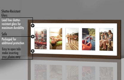 Americanflat 4x6 Collage Picture Frame with Shatter-Resistant Glass - Fits Five 4x6 Photos or Use as One 11x14 Picture Frame - Signature Collection - Collage Frames for Wall Display - Black