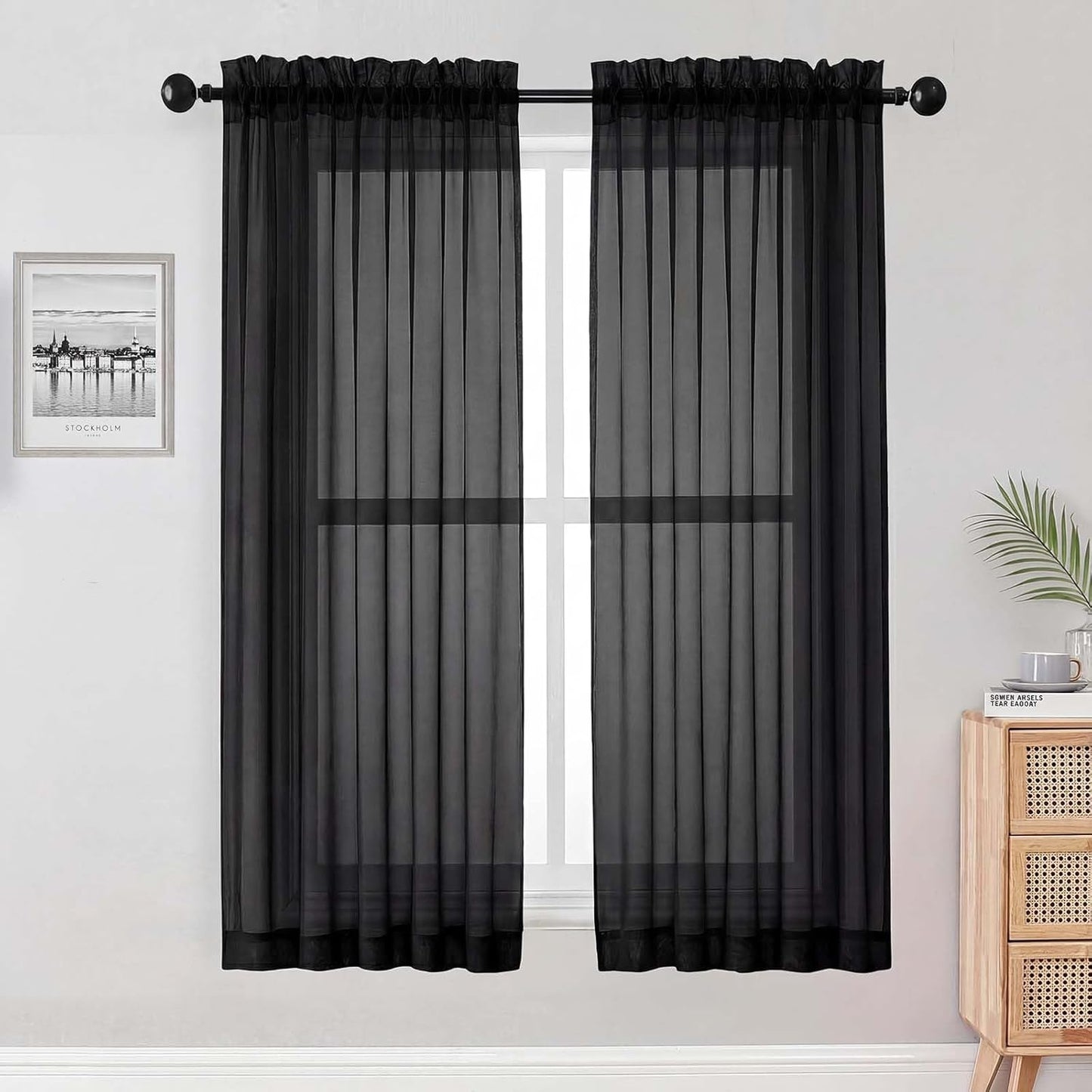 OWENIE Sheer Curtains 84 inches Long 2 Panels Set for Living Room/Bedroom, Rod Pocket Voile Sheer Panel Drapes, White, 2pcs, Each 42" W x 84" L - Colors B