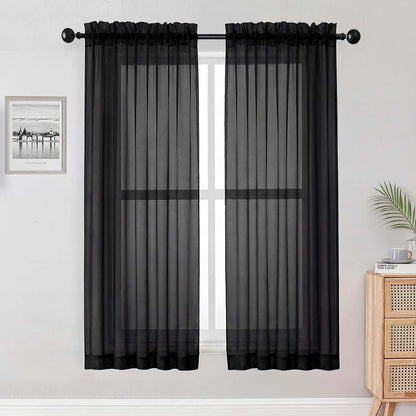 OWENIE Sheer Curtains 84 inches Long 2 Panels Set for Living Room/Bedroom, Rod Pocket Voile Sheer Panel Drapes, White, 2pcs, Each 42" W x 84" L - Colors B