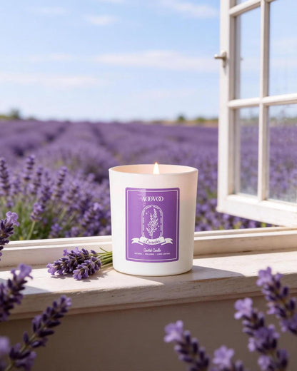AOOVOO Lavender Scented Candles for Women - Aromatherapy Candle with Crystals Inside, 10oz Soy Candles for Home Scented, Birthday Gifts Mothers Day Candle for Women Mom