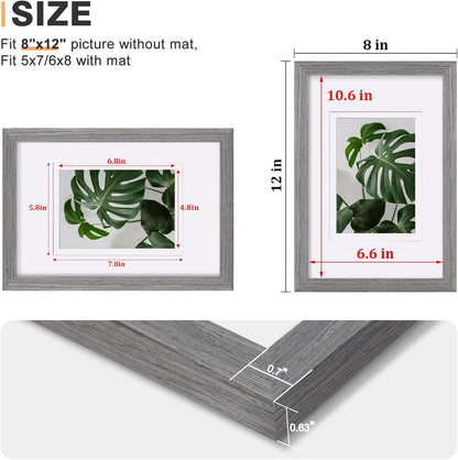 Egofine 8x10 Picture Frames Set of 4, Made of Solid Wood Covered by Plexiglass 4x6 and 5x7 with Mat or 8x10 without Mat, for Table Top Display and Wall Mounting Photo Frame Black