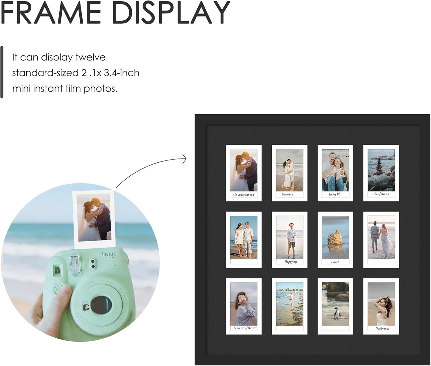 DUENPY 14x26 Collage Picture Frame 4x6 Collage Picture Frame Displays Twelve 4x6 inch Photos Available Horizontal Wall Mounting Display and Vertical Black - Colors B