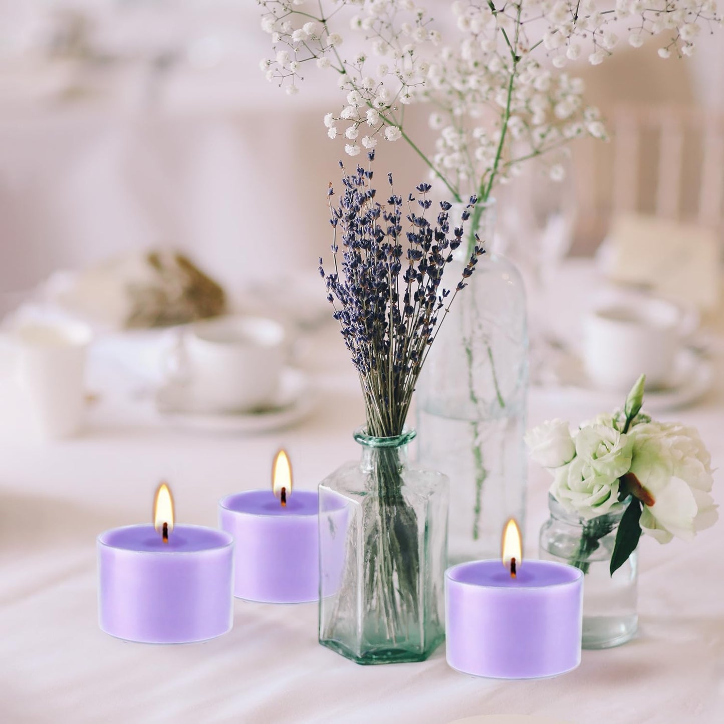 Rose Scented Candle Tealight Candles in Clear Cup, 8 Hours Consistent Smkless Clean Burning, Great for Valentine's Day Holiday, Wedding, Spa, Emergency and Home Decoration（Pink，50 Pack）