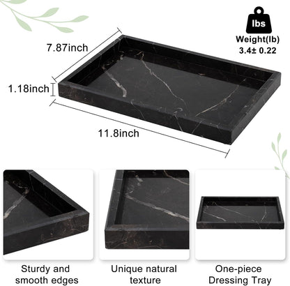 Marble Bathroom Tray,Pure Natural Vanity Tray,Marble Tray for Kitchen Counter Non-Ceramic/Non-Resin,Stone Trays 12 x 8 inch Cyan Green