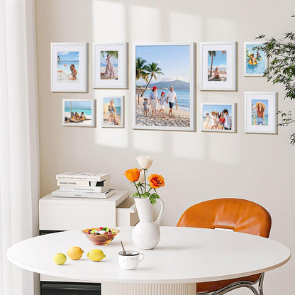 HappyHapi 4x6 Picture Frames Set of 10, Tabletop or Wall Display Pictures 3.5x5 with Mat or 4x6 Without, Multi Photo Frames Collage (Black)