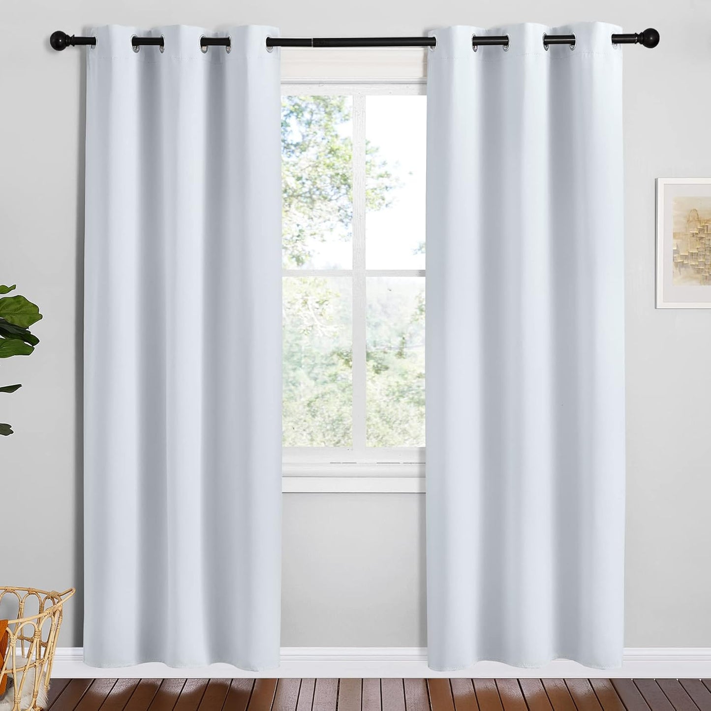 NICETOWN Halloween Pitch Black Solid Thermal Insulated Grommet Blackout Curtains/Drapes for Bedroom Window (2 Panels, 42 inches Wide by 63 inches Long, Black) - Colors A
