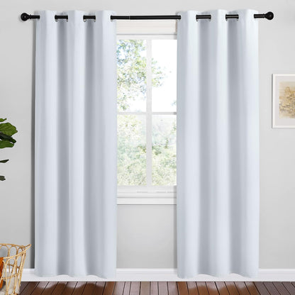 NICETOWN Halloween Pitch Black Solid Thermal Insulated Grommet Blackout Curtains/Drapes for Bedroom Window (2 Panels, 42 inches Wide by 63 inches Long, Black) - Colors A