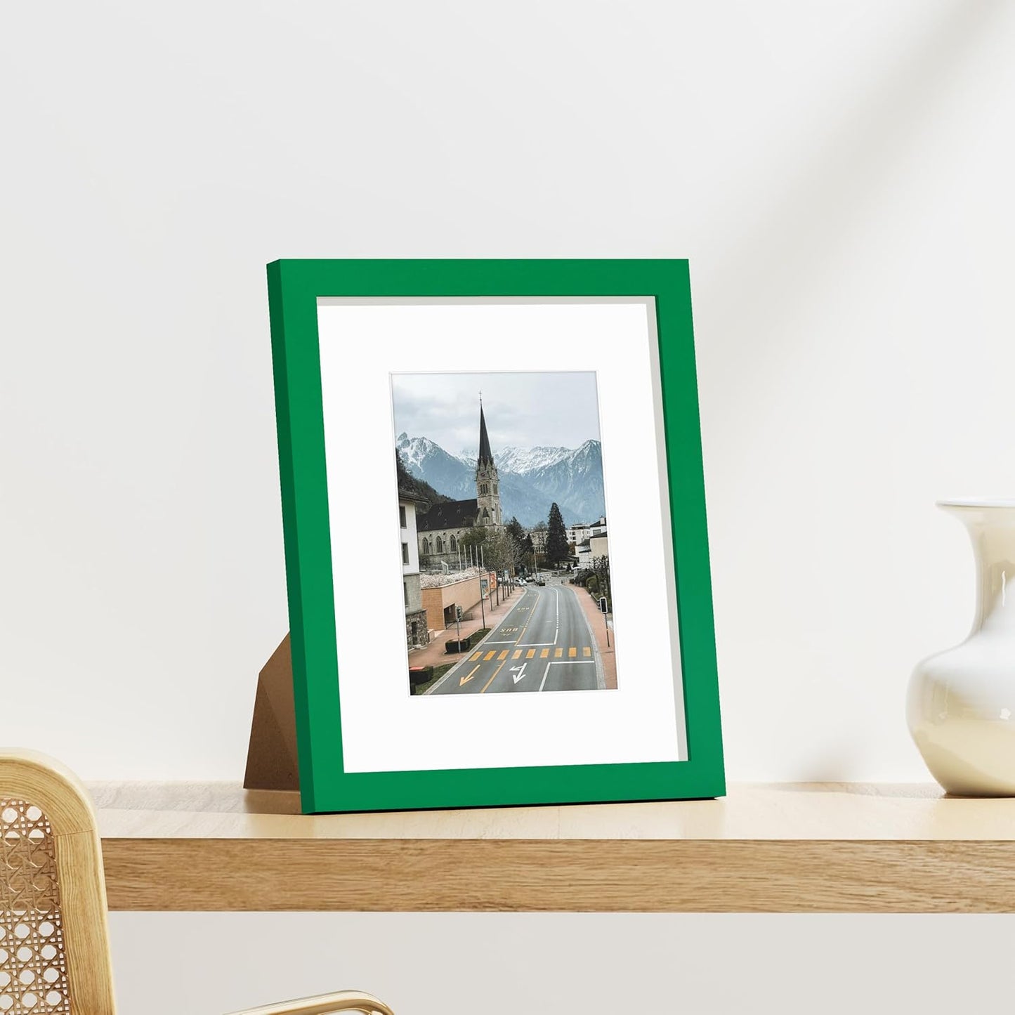 Vittanly 8x10 Picture Frames Set of 9, Shatter Resistant Plexiglass, Display 5x7 Pictures with Mat or 8x10 without Mat, Photo Frames for Wall or Tabletop, Engineered Wood, Black - Colors B