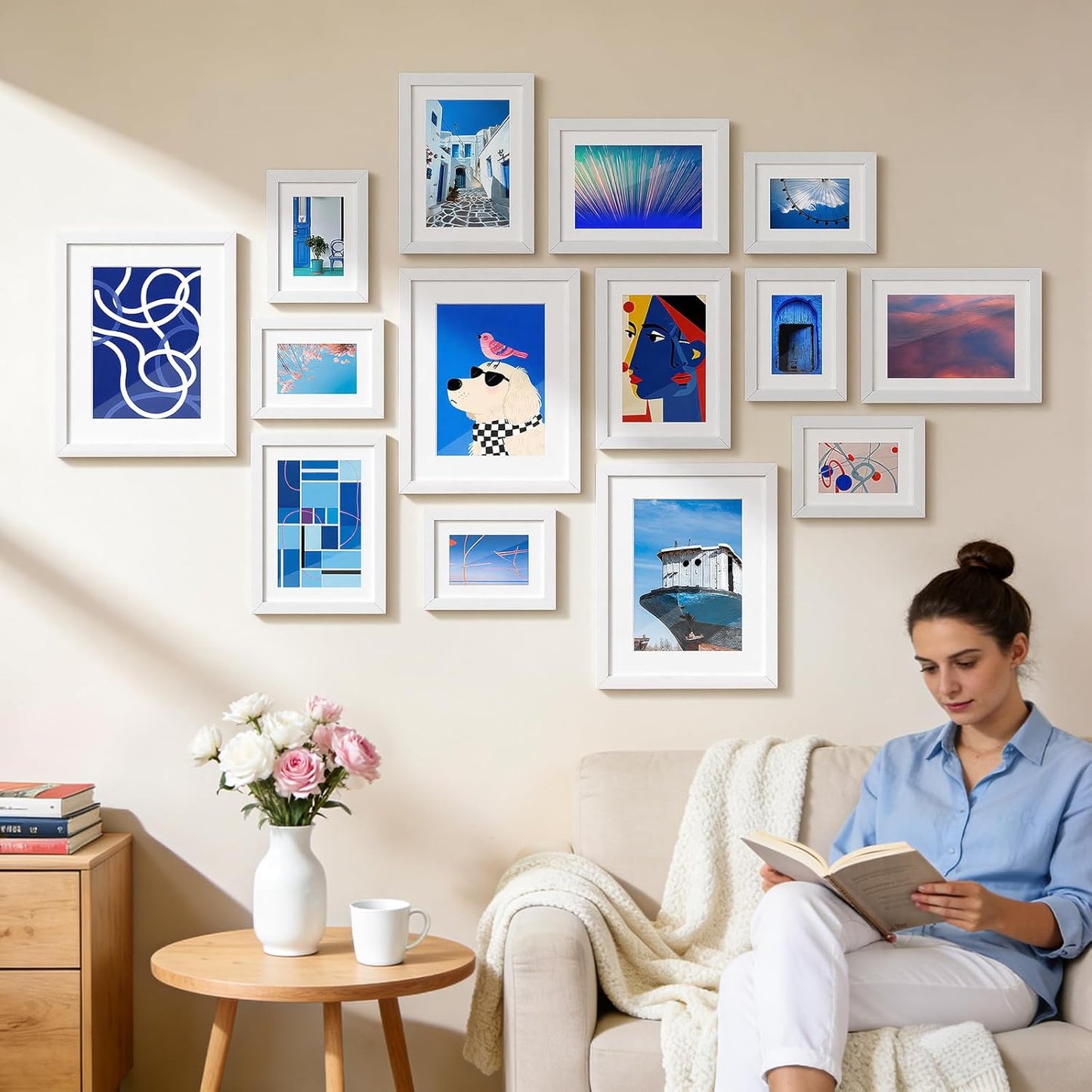 HappyHapi 4x6 Picture Frames Set of 10, Tabletop or Wall Display Pictures 3.5x5 with Mat or 4x6 Without, Multi Photo Frames Collage (Black)