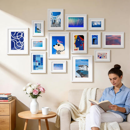HappyHapi 4x6 Picture Frames Set of 10, Tabletop or Wall Display Pictures 3.5x5 with Mat or 4x6 Without, Multi Photo Frames Collage (Black)