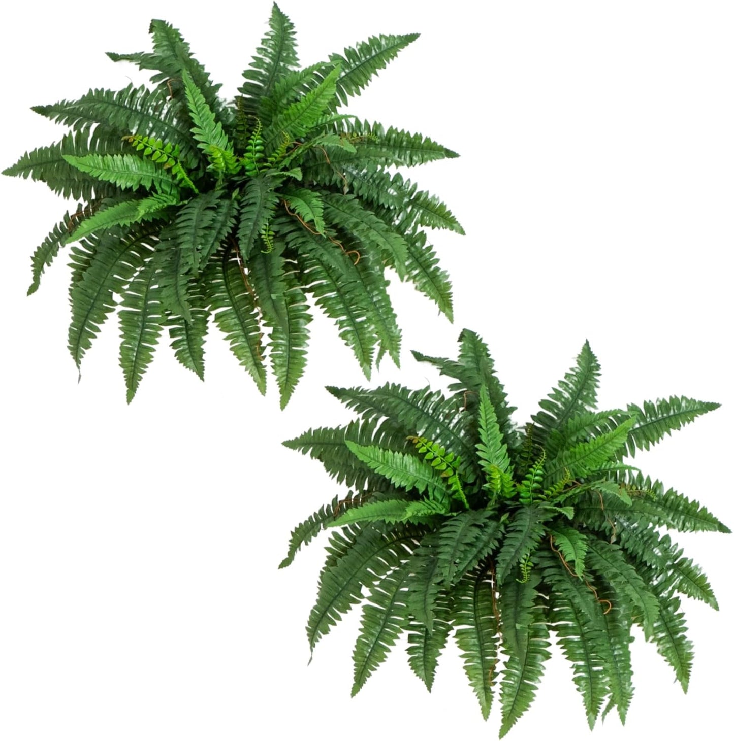 Nearly Natural 48in Artificial Boston Fern (Set of 2), Large Faux Greenery with 67 Lifelike Fronds for Indoor Wall, Shelf, and Home Office Decor