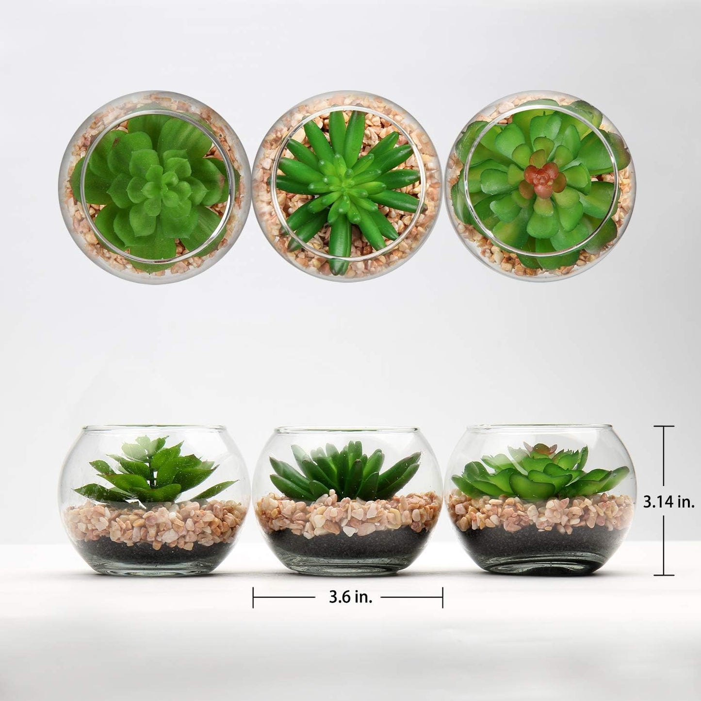 Briful Mini Fake Plants 4 Packs Succuletns Artificial Potted Plants in Cube Glass Vase Faux Succulents for Bathroom Living Room Kitchen Shelf Table Decor