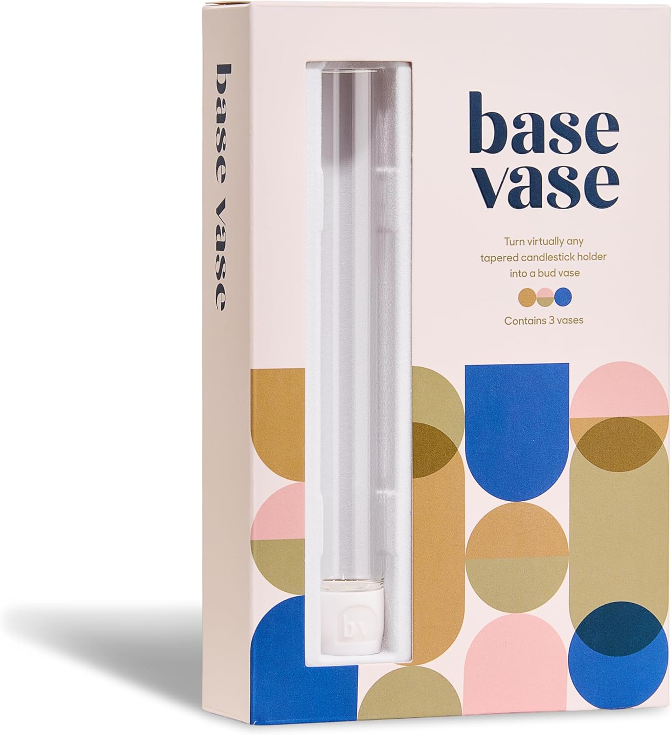 Base Vase (3-Pack) - The Bud Vase that Fits in Taper Candle Holders | Create Floral Arrangements for Tablescapes, Centerpieces, Weddings and Home Decor