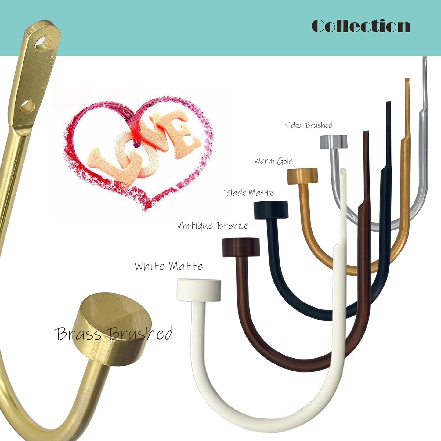 Quality Curtain Holdbacks, Solid Steel Curtain Holdback with Disk Finial,Electroplate Finishes, Set of 2 Window Curtain Tieback Hooks, Warm Gold