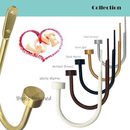 Quality Curtain Holdbacks, Solid Steel Curtain Holdback with Disk Finial,Electroplate Finishes, Set of 2 Window Curtain Tieback Hooks, Warm Gold
