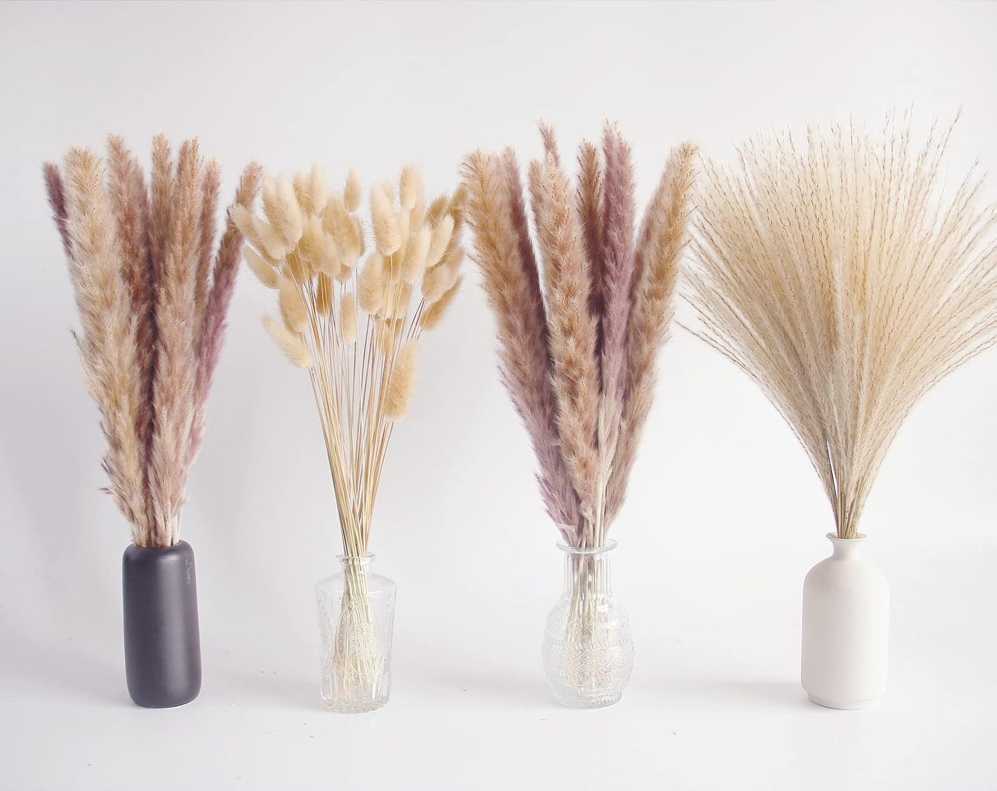 65PCS Pampas Grass Decor, Including pompas Floral, Reed Dried Grass and Bunny Tails Dried Flowers, Natural Dried Pampas Grass Bouquet for Boho Decor Wedding, Home Decoration