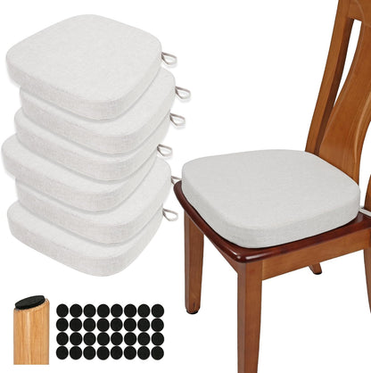 BUYUE Thickened 2.5" Friendly Woven Fabric Dining Chair Cushion, U-Shape High Density Foam Comfortable Chair Pad for Kitchen, Slip Resistant Indoor Seat Cushion (1 Piece, Dark Gray)