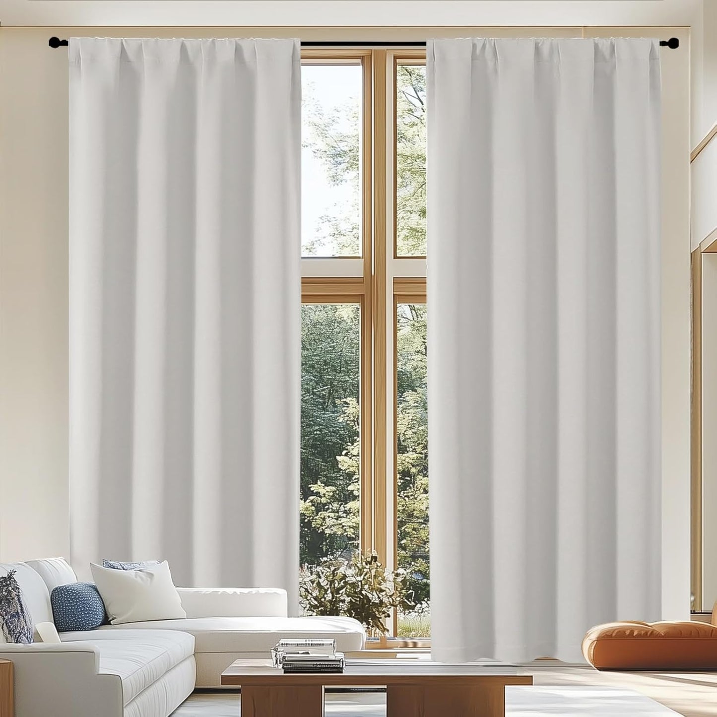 Simplebrand Ava Sage Green Blackout Curtains for Bedroom 63 Inch Length 2 Panels Set, Solid Thermal Insulated Energy Saving Rod Pocket Window Treatment Curtains Blackout Drapes, W40 x L63 Inch, Sage - Colors A