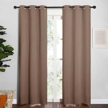 NICETOWN Halloween Pitch Black Solid Thermal Insulated Grommet Blackout Curtains/Drapes for Bedroom Window (2 Panels, 42 inches Wide by 63 inches Long, Black) - Colors D