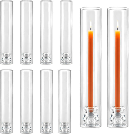 20 Pack Glass Hurricane Candle Holders 12.6" Open Ended Candlestick Holder Tubes Clear Bottomless Cylinders Suitable Taper LED Candles for Wedding Party Christmas Table Centerpiece Decor