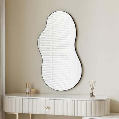 Itrue 12 Inch Small Round Decorative Wall Mirror, HD Silver-Coated Glass with Brushed Black Metal Frame, Minimalist Modern Accent Mirror for Vanity, Narrow Walls, Bathroom, Bedroom & Entryway