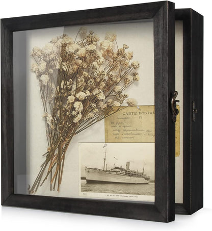 TJ.MOREE Shadow Box Frame 8 x 10 Shadowbox Display Case Picture Frame with Linen Back Memorabilia Bouquet Medals Military Photos Memory Box