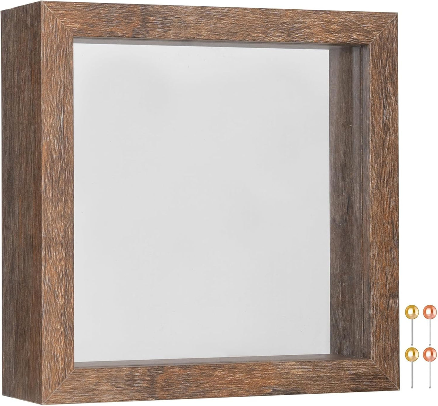 Califortree 8x8 Shadow Box Frame with Soft Linen Back - Push Pins Included, Memory Box Display Case for Flower, Tickets and 3D Items, Black