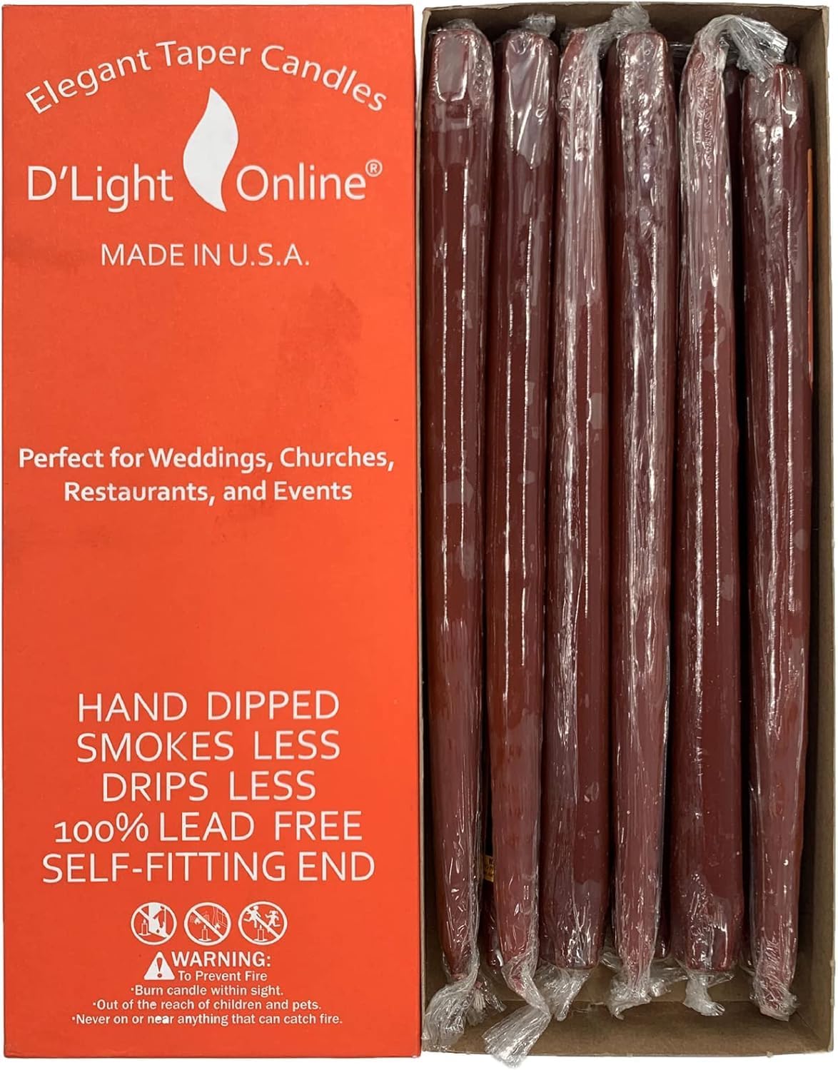 D'light Online White Taper Candles, 10 Inch Premium Quality Candles Hand-Dipped Tapered Candles, Dripless, Smokeless and Unwrapped Bulk Pack for Events - Set of 12 (10 Inch, White)