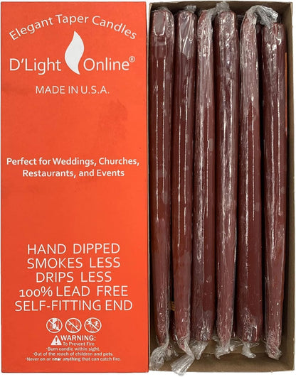D'light Online White Taper Candles, 10 Inch Premium Quality Candles Hand-Dipped Tapered Candles, Dripless, Smokeless and Unwrapped Bulk Pack for Events - Set of 12 (10 Inch, White)