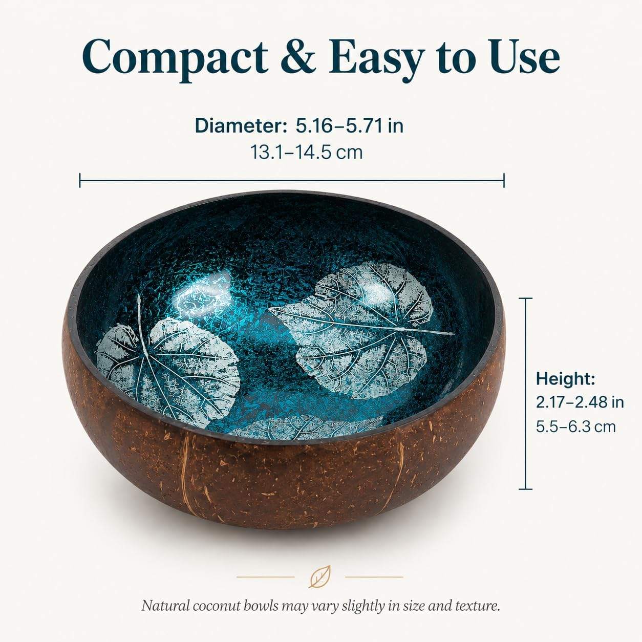 ChezMax Natural Coconut Bowl with Mother of Pearl Inlays - Key Bowl & Fruit Snack Holder (Blue-Gold)