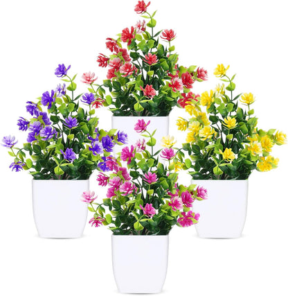 CEWOR Fake Plants 2 Pack Mini Potted Plants Bathroom Accessories Small Artificial Greenery Decorations for Bathroom Office Home Room Kitchen Table Indoor