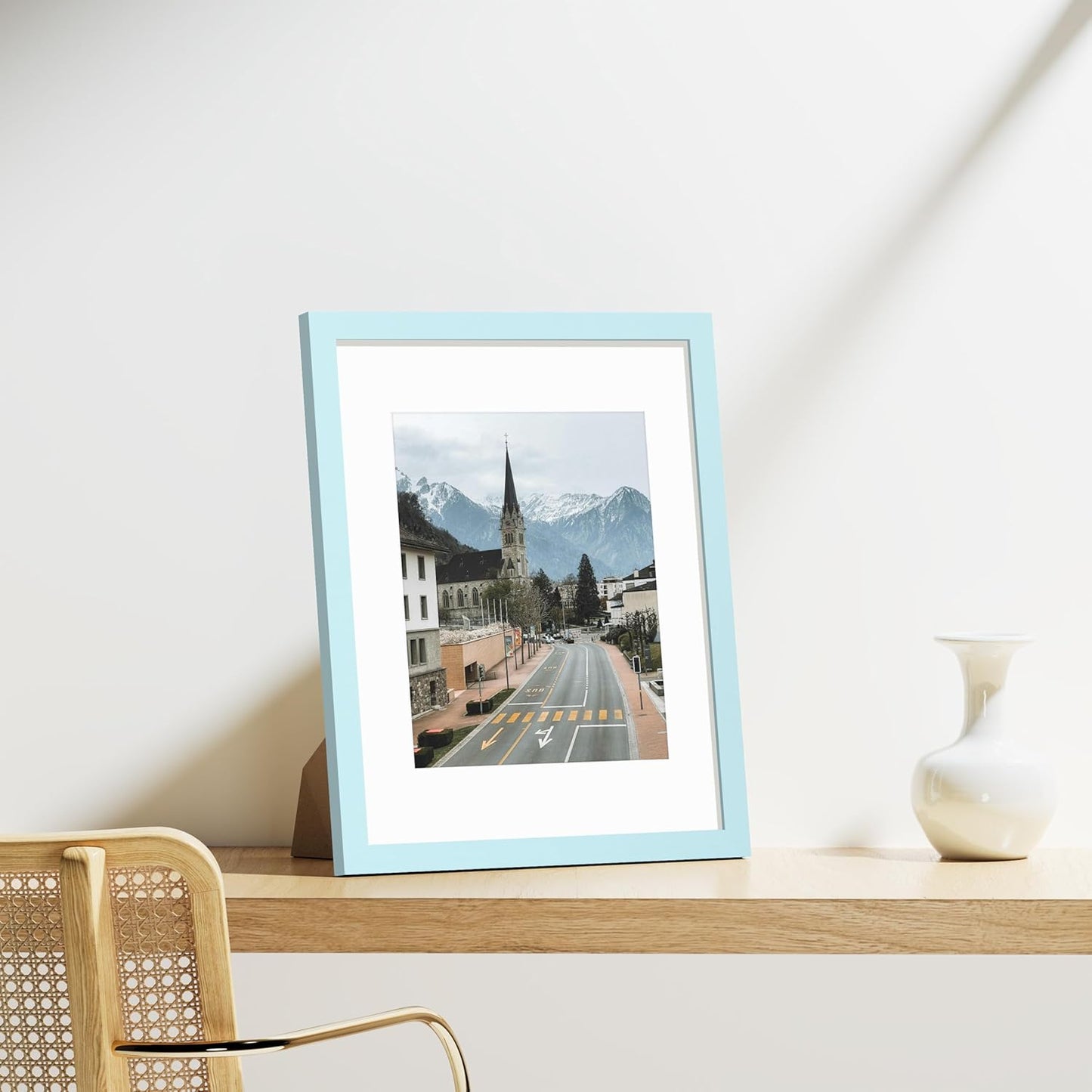 Vittanly 8x10 Picture Frames Set of 9, Shatter Resistant Plexiglass, Display 5x7 Pictures with Mat or 8x10 without Mat, Photo Frames for Wall or Tabletop, Engineered Wood, Black - Colors B