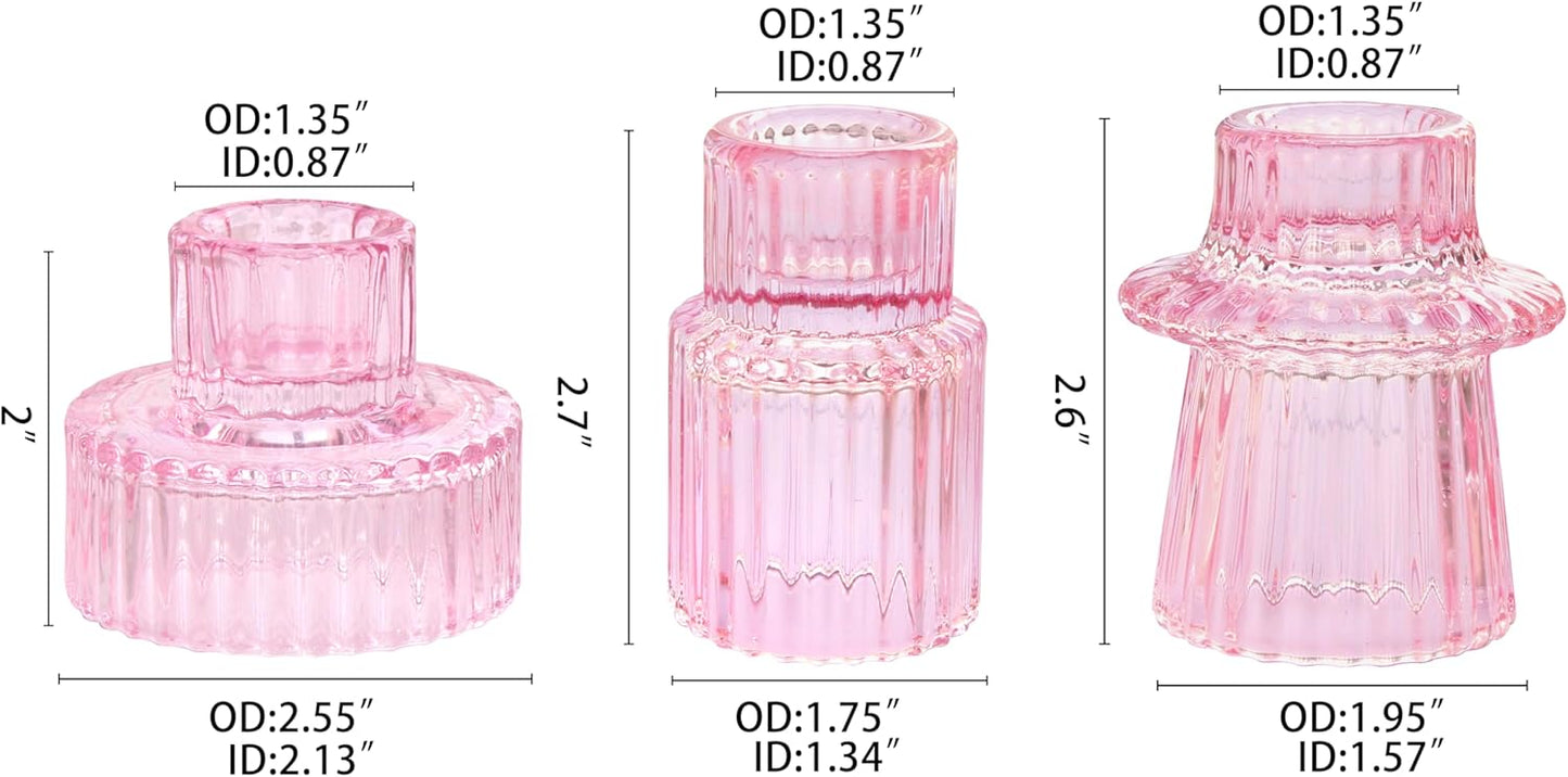 Vixdonos Taper Glass Candlestick Holders Tealight Candle Holders for Table Centerpieces, Wedding Decor and Dinner Party (6 Pcs, Green)