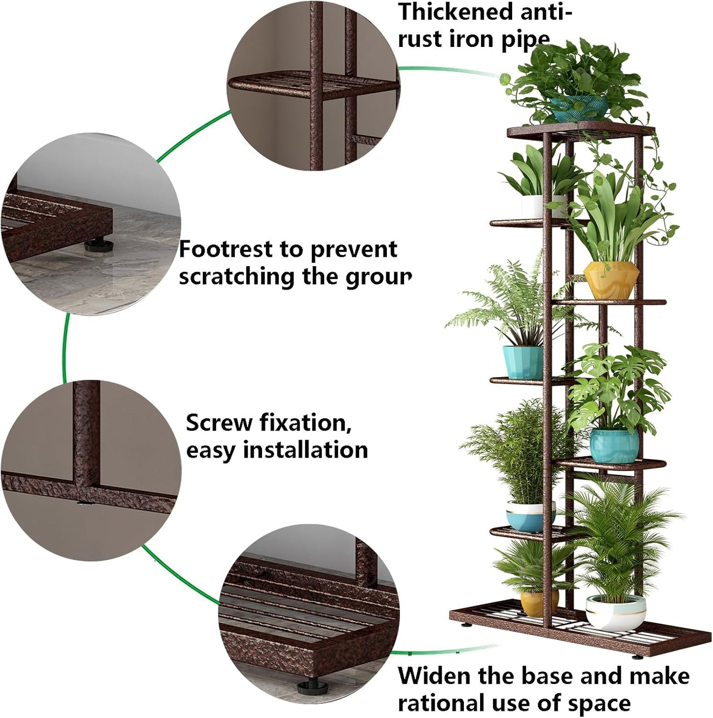 LINZINAR Plant Stand Indoor Outdoor Corner 4 Tier Metal Plant Shelf Patio Plant Rack for Garden Corner Balcony Living Room